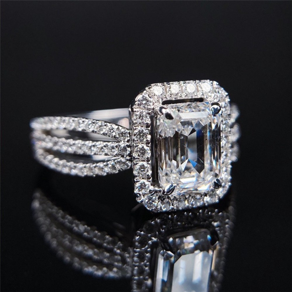 Radiant Cut Cz Three Layer Stackable Silver Plate… - image 4